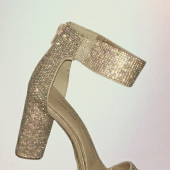 GB Gold Sparkling Holiday Crystal Rhinestones Iridescent Bling Formal 9.5 - Picture 5 of 9